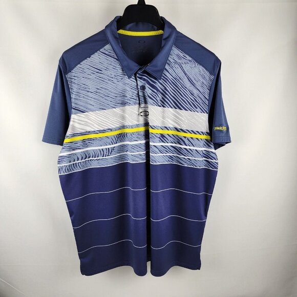 Oakley Shirt Mens XXL Gray Multicolor Polo Regular Fit Rio Socco Golf Club Arm - Picture 1 of 9